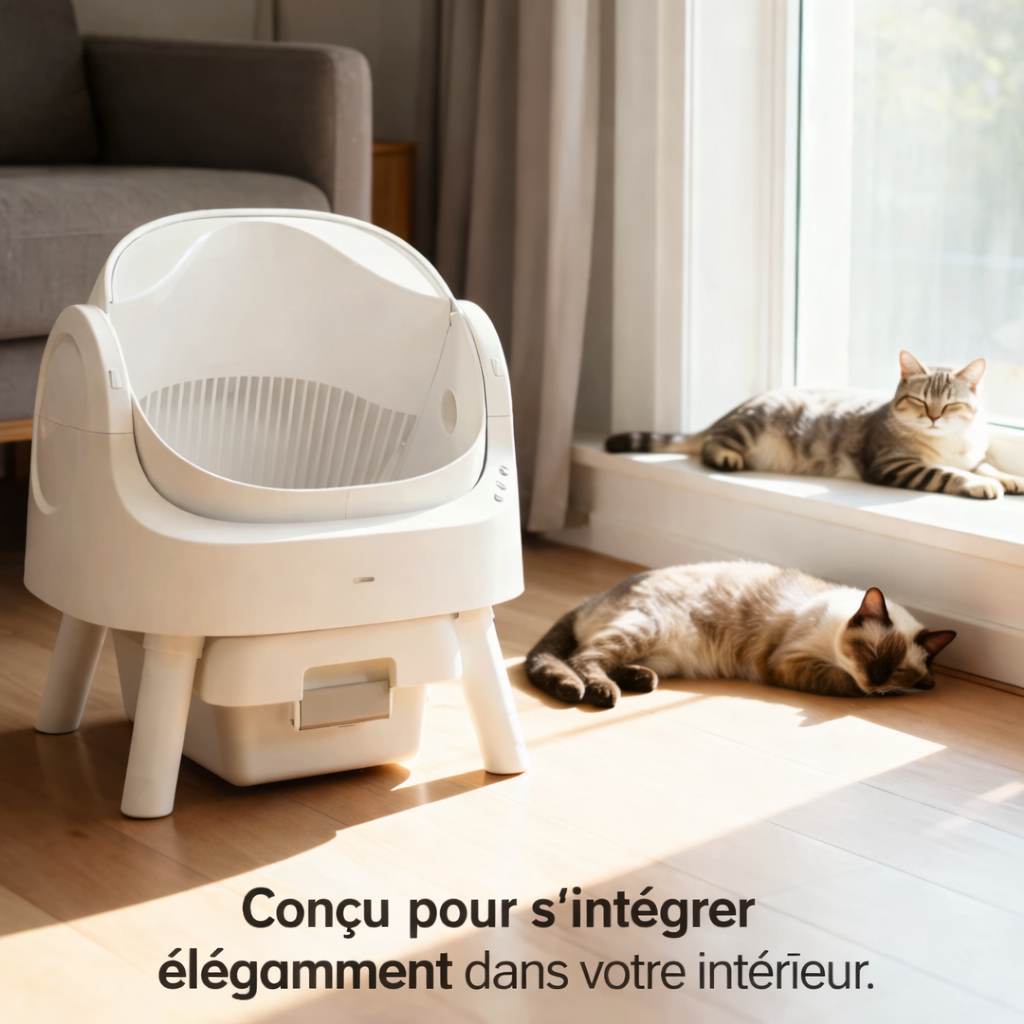 Litière Automatique — Bac à litière connecté auto-nettoyant, design silencieux